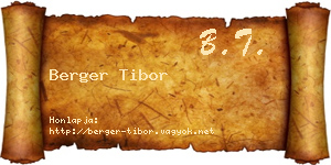 Berger Tibor névjegykártya